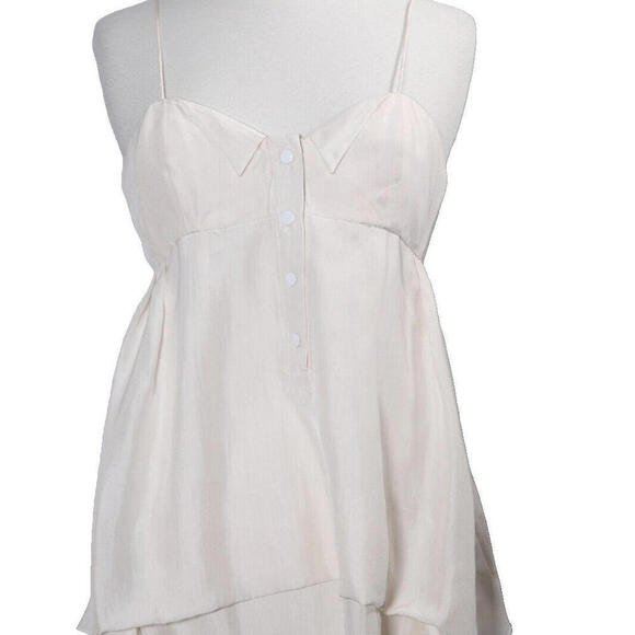 Alexander Wang Tops - Alexander Wang Womens US4 Ivory Tank Top Ruffle Layered Silk Button Ruched Shirt